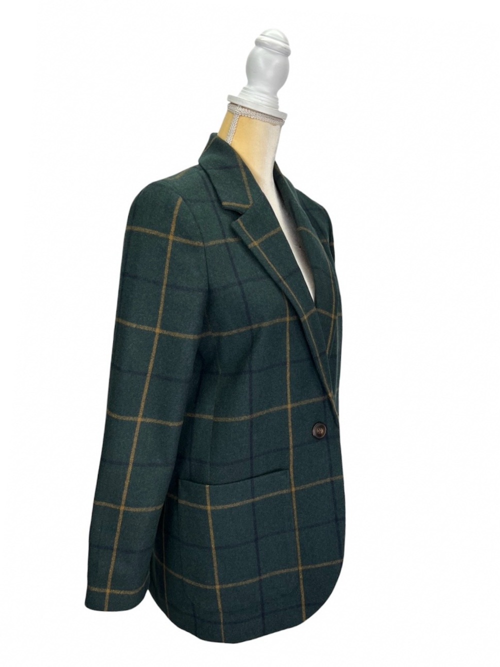 Madewell Larsen Green Windowpane Wool Blend Blazer Women’s Size Small Jacket - Picture 4 of 9